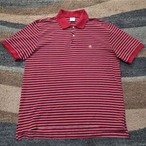 Brooks Brothers Performance Polo Shirt Large Red Striped Preppy Casual Mens